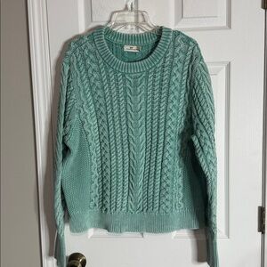Vineyard Vines Sun Washed Fisherman Sweater Cable Knit Teal  -  Womens XL
